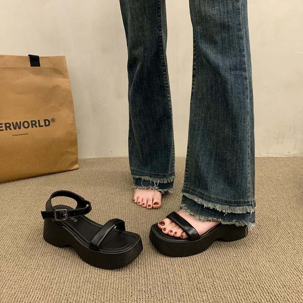 Fashion Clogs With Heel Sandals On A Wedge All-Match 2025 Women's Female Shoe Thick Platform New Outside Girls Summer Fashion Rome