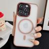 Desert Titanium Matte Magnetic Charging Phone Case for For Iphone 16 15 14 13 12 Pro Max Plus Metal Lens Frame  Hard Cover