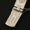 Creative Pendant Mini Mobile Phone with Flip Cover and Rotating All Metal Toy Decoration Gift Keychain