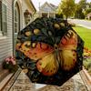 1pc Butterfly Floral Automatic Folding Umbrella, Heavy Duty 8 Rib Iron Frame,  Suitable for Travel, Daily Use, Birthday, Decor Gift M0104065