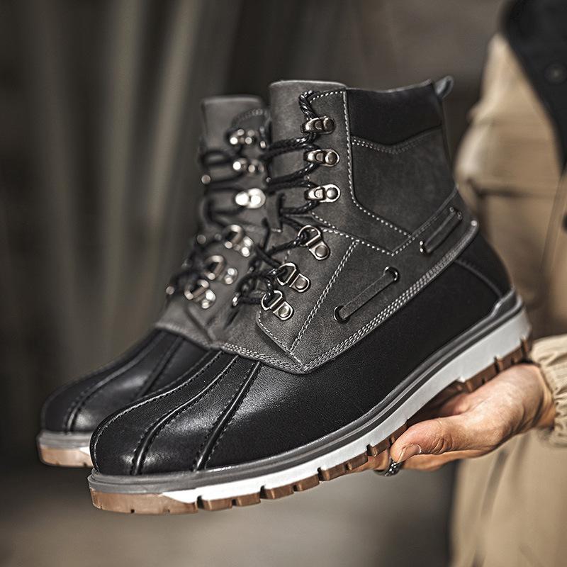 Autumn and winter large size men's high-top tooling snow boots outdoor versatile velvet warm Martin boots