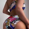 One-shoulder Printed Hollow One-piece Women's Swimsuit High Elastic and Durable One-piece Swimsuit