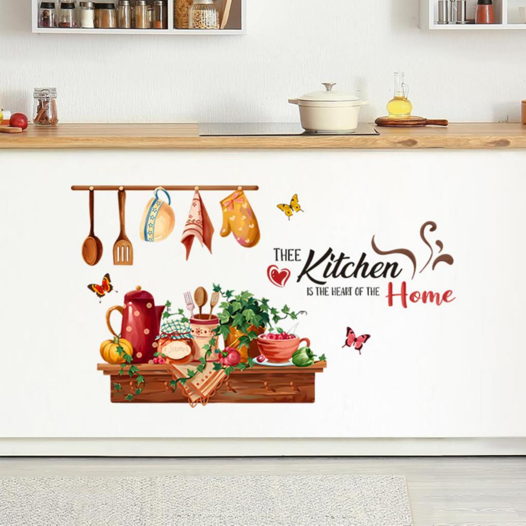 Kitchen Wall Decal Self-Adhesive Tableware Label Sticker for Dining Room Decor