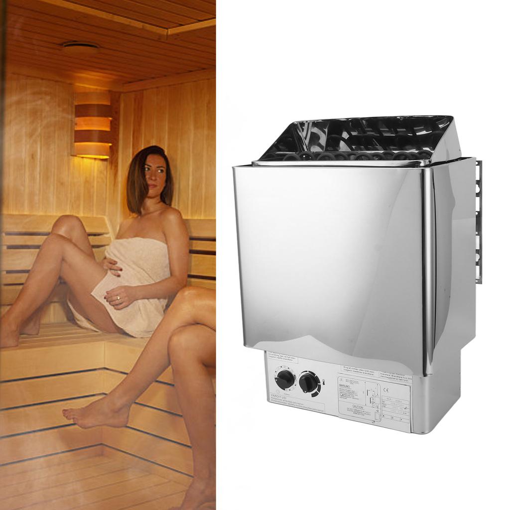 Sauna Heater 6KW Heating Stove Stainless Steel Efficient Heating Sauna Equipment with Internal Controller 110V for Hotel Spa Shower