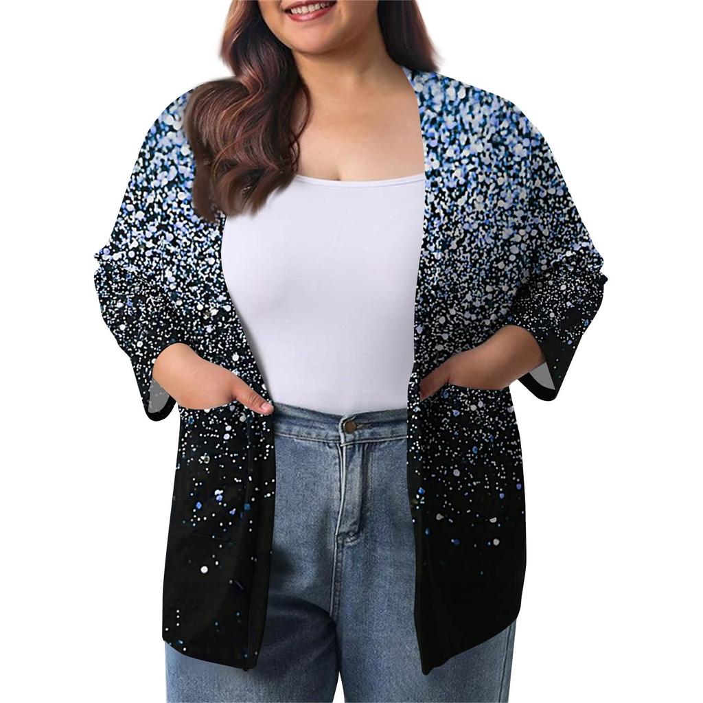 Women's Fall And Winter Fashion Casual Soild 3/4 Sleeve Mid-Length Cardigan Jacket