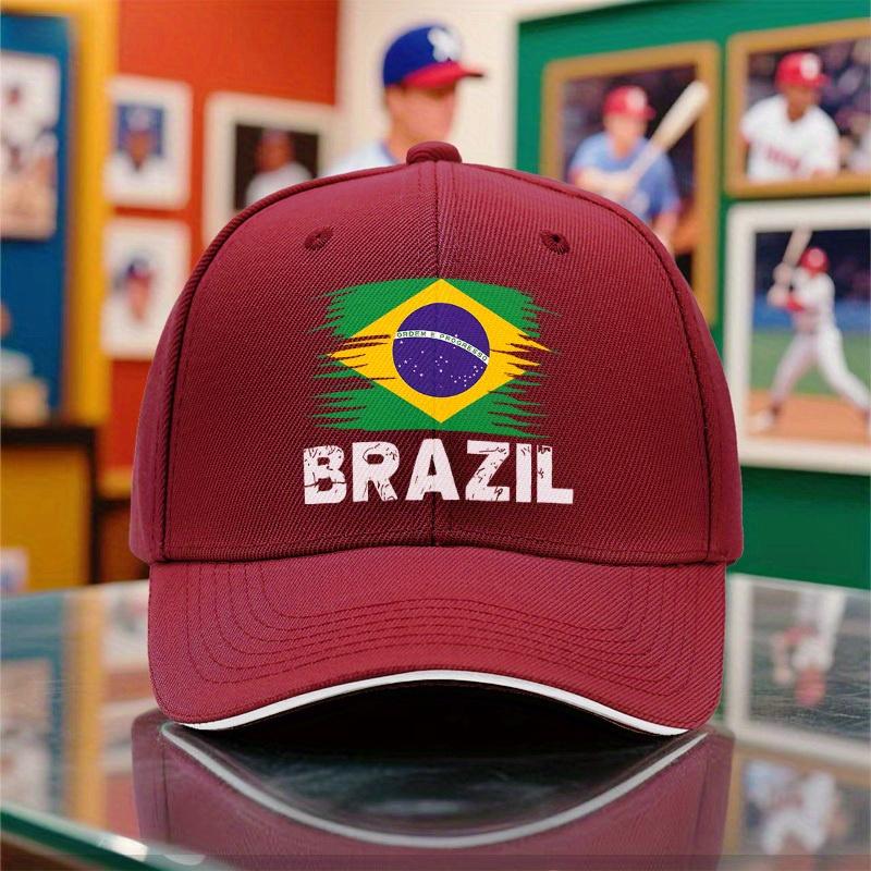 Brazil Flag Brush Stroke Baseball Cap Unisex Polyester Adjustable Outdoor Sports Cap