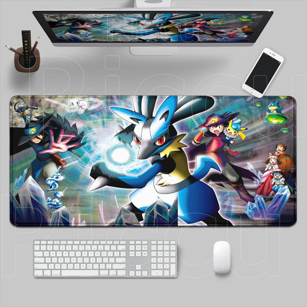 Pokemon Lucario Mouse Pad Non-slip Rubber Gaming Desk Mat Laptop Game XXL Keyboard Mice Mat Cabinet 900x400mm Mousepad HD Carpet
