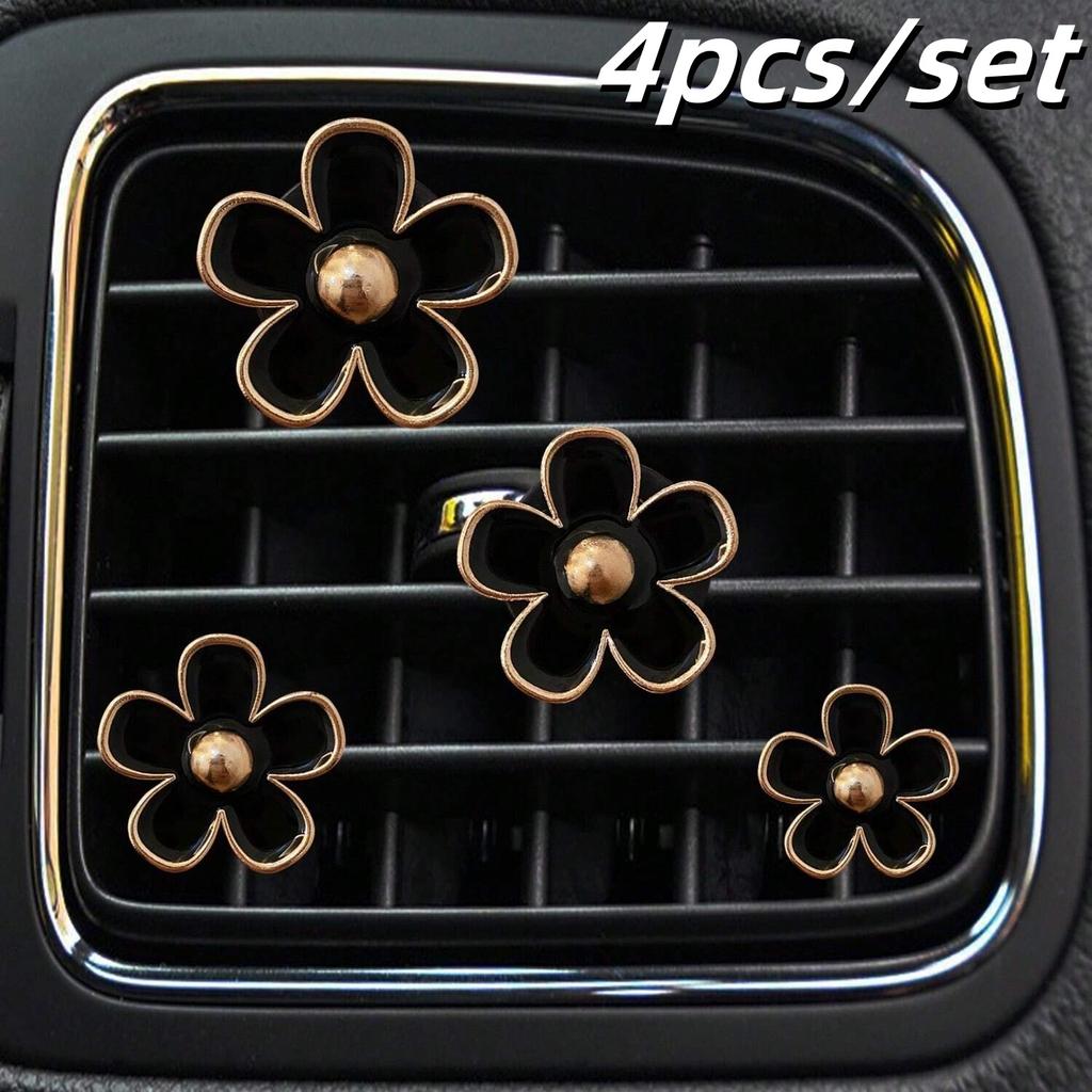4pcs/set Car Air Freshener Perfume Clips Cute Flower Shaped Outlet Vent Clip for Car Interior Decoration Aromatherapy Supplies