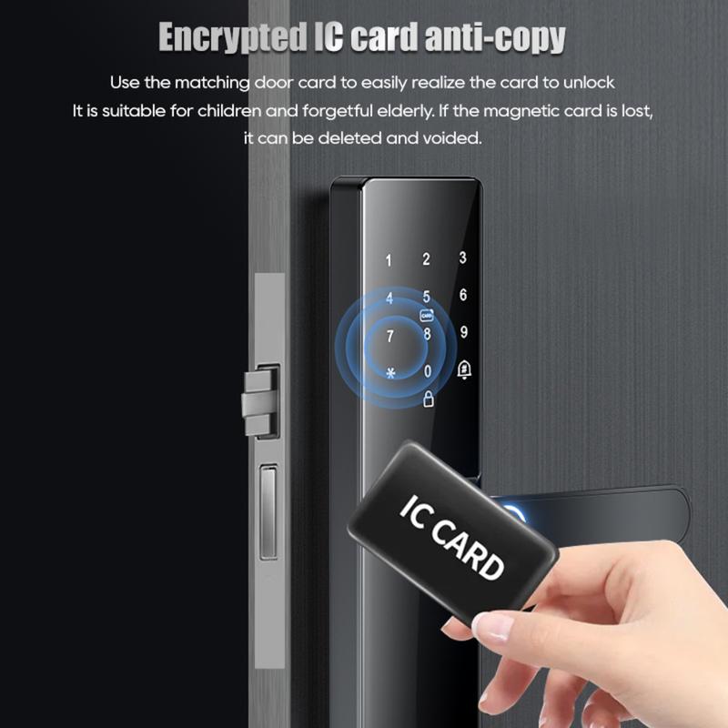 Pour Tuyas Maison Intelligente WiFi Télécommande Déverrouillage Serrure de Porte Électronique à Empreintes Digitales Avec Carte Clé IC Porte d'Entrée Serrure à Mot de Passe Tactile