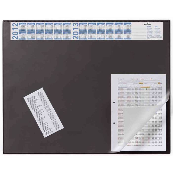 Sous-mains avec calendrier - DURABLE - 65 x 52 cm - Noir - Antireflet - Antidérapant - Multilingue