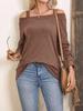 European & American Women's Off-the-Shoulder Solid Color Long Sleeve T-Shirt - Spring/Summer Fashion