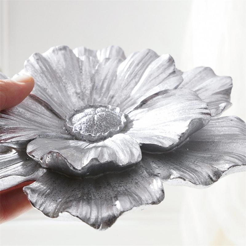 Decorative Flower Wall Art Accent Resin Layered 3D Petal Relief Floral Wall Sculpture for Hallway Entryway Living Room Decors Home