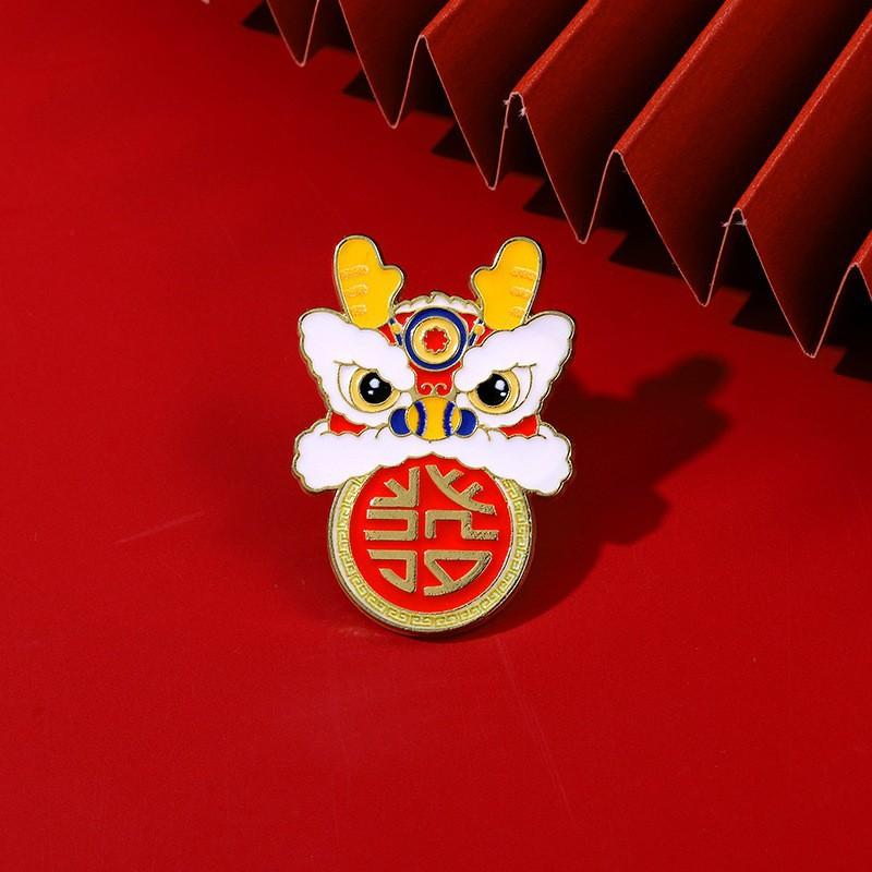 New Year's Badge Cute Animal Panda Spring Festival Brooch Auspicious Fortune Happy Character Activity Supplies Gift Accessories