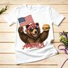 American Flag Bear Burger Graphic TShirt for Unisex Unisex 100 Cotton Casual Summer Streetwear Gift