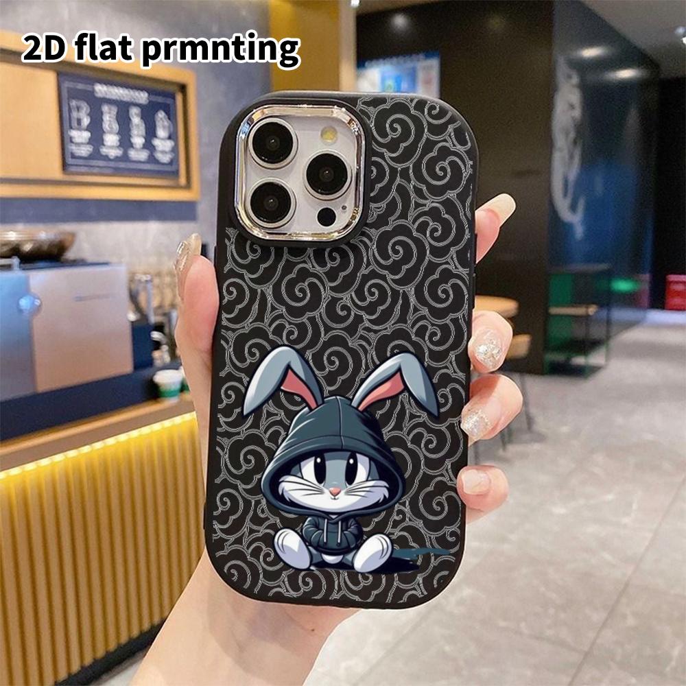 Phone Case: 2D Flat Design Suitable for iPhone 18 17 16 15 14 13 Pro Protective Case, Couple Style, Hoodie Rabbit, Christmas and Halloween Gifts