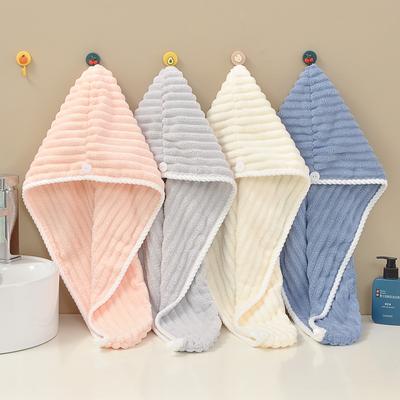 New Polyester Brocade Coral Fleece Dry Hair Cap Sleeve Head Towel Water-absorbing Quick-drying Thickened Spiral Double-layer Shower Cap