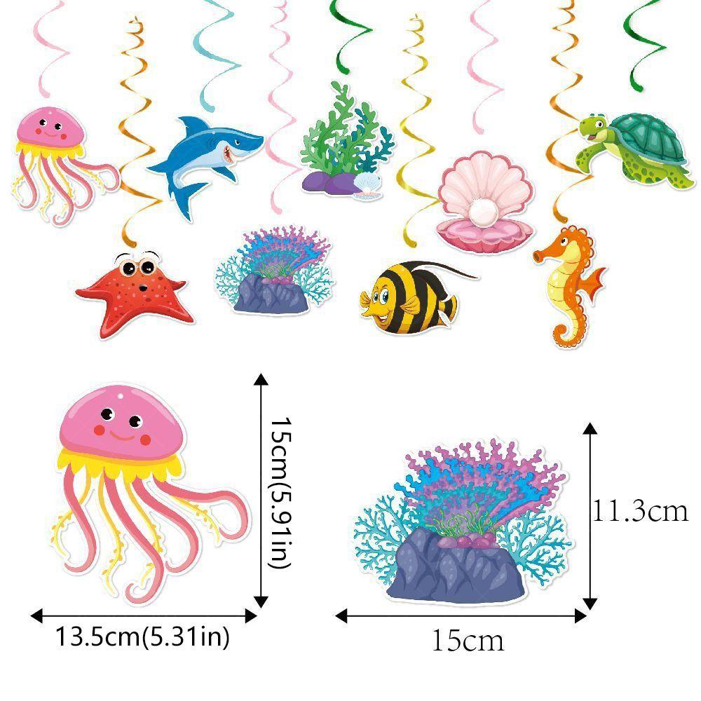 Paper Hawaiian Spiral Ornaments Colorful Summer Theme Pendant Ocean Animals Hanging Flag  Wedding