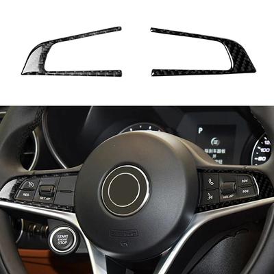 2 pièces Autocollants Décoration Volant de Voiture Couvercle en Fibre de Carbone Garniture pour Alfa Romeo Giulia 2017- Accessoires Intérieurs de Voiture