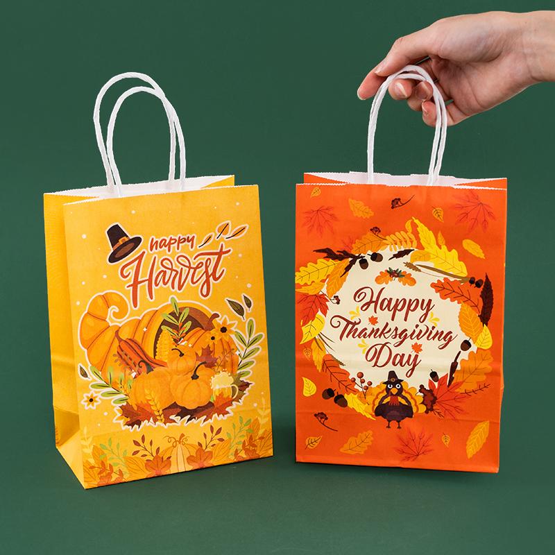 StoBag Thanksgiving Eco-Friendly Kraft Paper Tote Gifts Bags for packing Goodies Presents Candy Perfect for Parties 12/30pcs