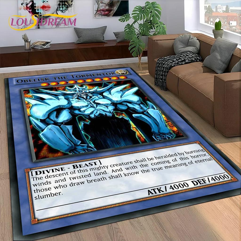 2025 Neuer Yu-Gi-Oh Blauäugiger Drache Monster Goldene Karte Cartoon Spiel Teppich für Schlafzimmer Wohnzimmer Haus Sofa, Dekoration Bodenmatte