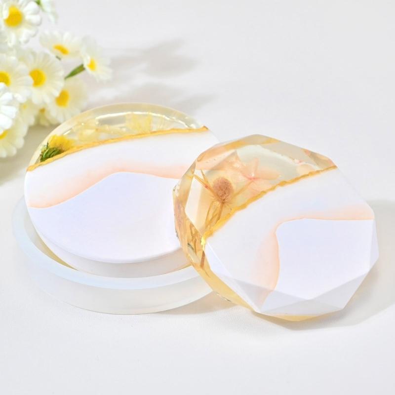 Flexible Silicone Mould for Craft Round and Square Bases Designs for Candle Making and Resin Art Projects Supplies