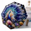 Stained Glass Peacock Art Portable Automatic Umbrella Compact & Durable 8-Rib Design Lightweight Travel Essential Fashionable Stylish Gift for Women