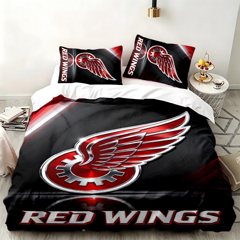 Detroit Red Wings 3pc Set Perfect for Bedroom Use Comfortable Bedding Set Includes a Duvet Cover and Two Pillowcases Ideal Birthday or Christmas Gift