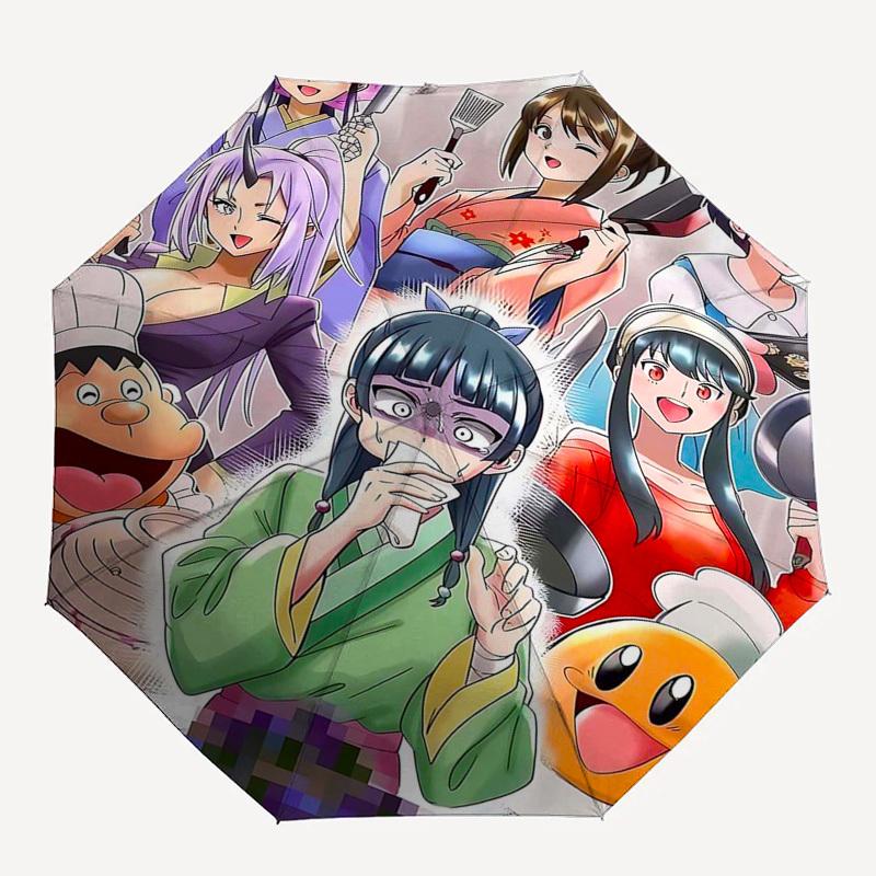 1pc Outdoor Umbrella with Anime Characters | Automatic Opening & Closing | Portable 3-Fold Design | 8-Rib Iron Frame | Perfect Gift for Fans, Tra