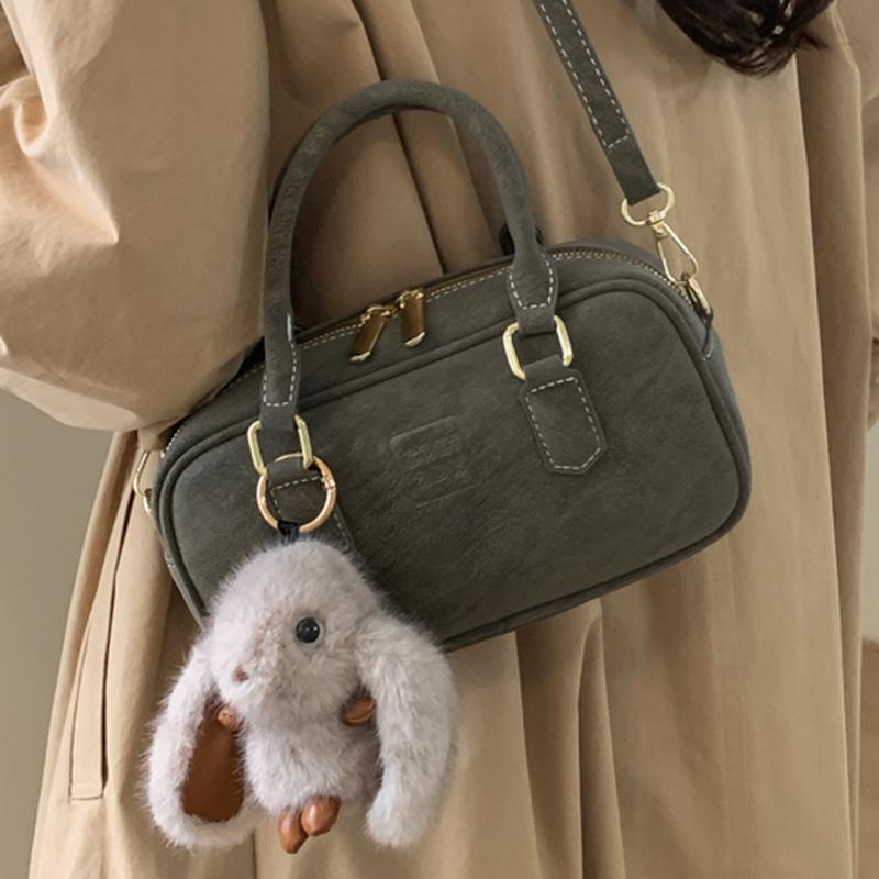 Bag Women's Handheld Winter New Simple Small Square Bag Bowling One Shoulder Retro Fashion Messenger Bag