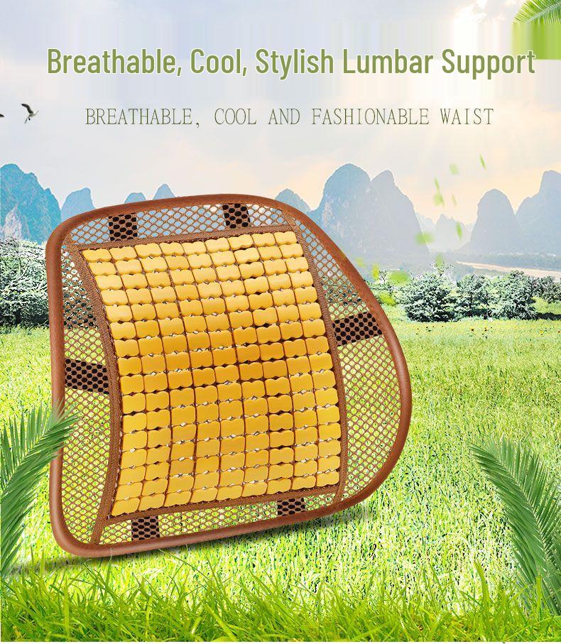 Bamboo Lumbar Support Cushion - Breathable Car & Office Backrest Pillow for Summer