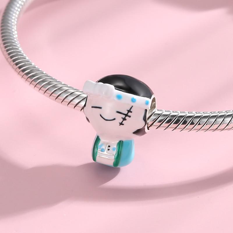 925 Silver Japanese Culture Samurai Traditional Costume Charms Beads For Diy Women Bracelet Making Original Jewelry