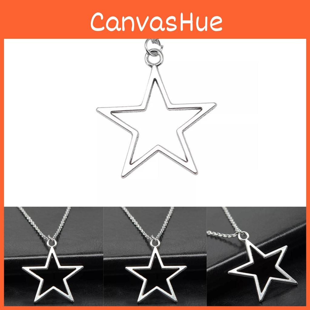 Fashionable Vintage Silver Hollow Star Pendant Necklace For Men And Women In 36x33mm Size
