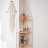 Triangle Shelves Wall Decoration Macrame Wall Shelf Home Plant Hanger Candle Holder For Dorm Bedroom Decoration