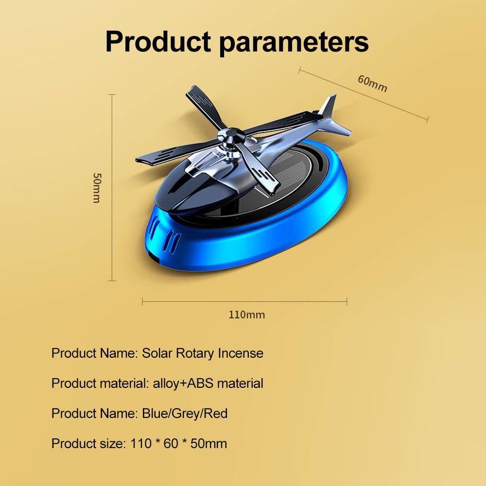 Solar Powered Rotation Helicopter Solar Aromatherapy Car Air Freshener Alloy ABS Wooden Fragrance Auto Aroma Diffuser