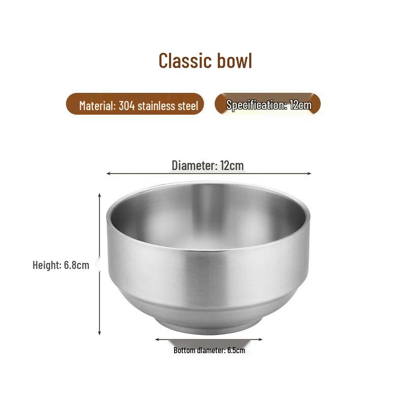 Abay 304 Stainless Steel Double Wall Rice Bowls (Set of 3)