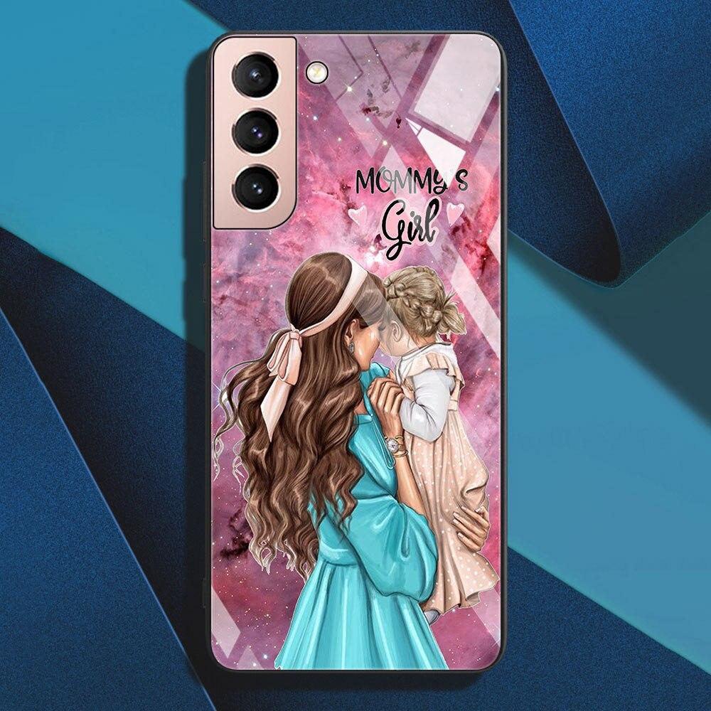 

Чехол из закаленного стекла для девочек, супер мам, женщин, для Samsung Galaxy S21 S20 FE Note 20 Ultra 10 Lite 9 S10 S9 Plus S10e Samsung S10(6.1)