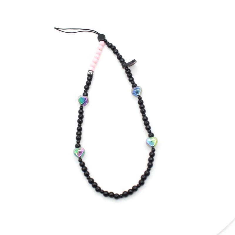 Lanț de telefon DIY la modă, anti-pierdere, cu mărgele emailate curcubeu – Stil popular pe internet