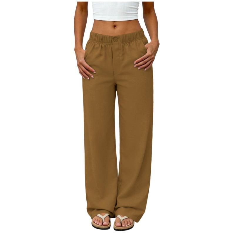 Summer new European and American style high waist loose straight pants women's casual trousers fashion versatile European and American