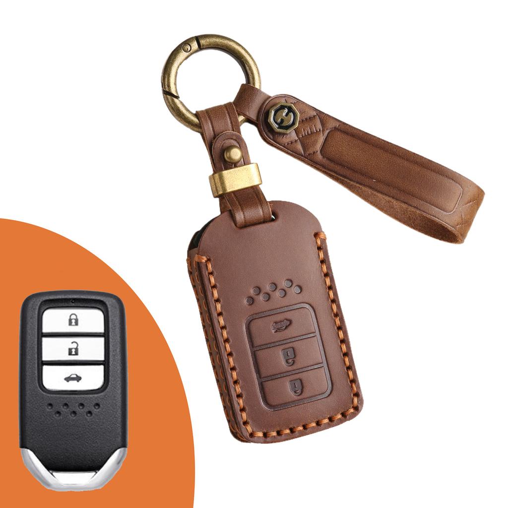 The key case is suitable for Honda key cover, Fit Civic Accord Crown car key cover, genuine leather.