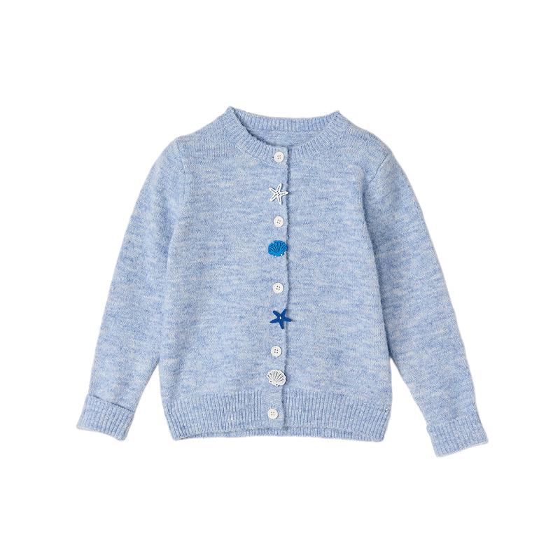 DEESHA Girls' Marine-Inspired Polka Dot Knitted Cardigan