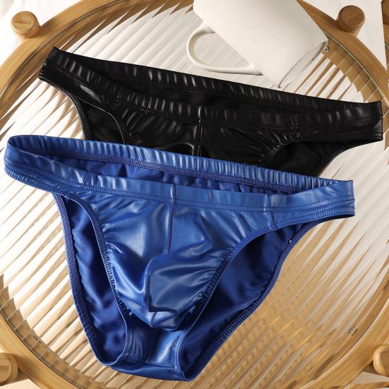 Men Glossy Underpants Silky Smooth Briefs Breathable Soft Sexy Underwear High Elastic Waistband Briefs for Daily Wear Sleep