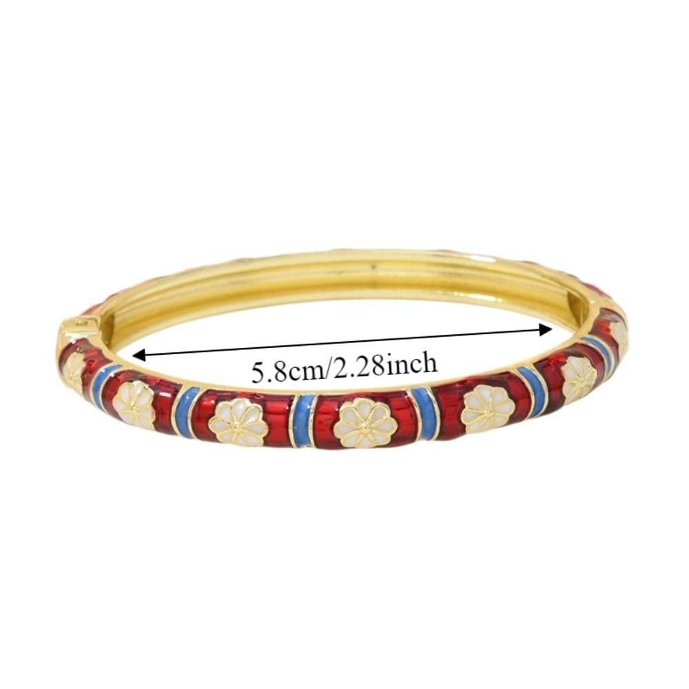 Small Petal Chinese Flower Bangle Enamel Floral Women's Hand Bracelet Jewelry Gifts