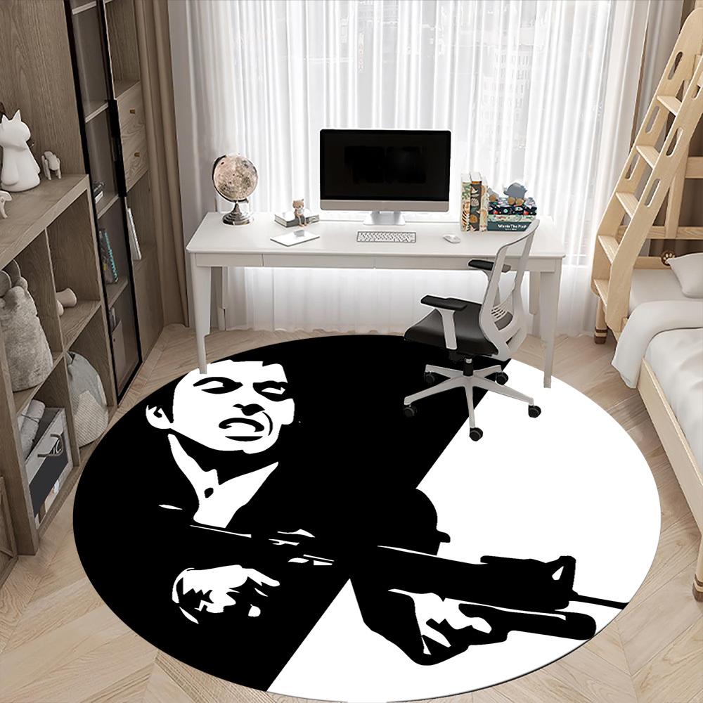 

1PC Scarface Office Round Rug, Non-slip, Soft and Durable Office Rug for Interior Decoration, Perfect for Office yy250915020 80cm by 80cm