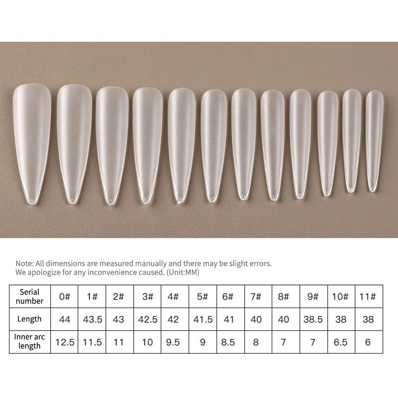 240/510Pcs Full Cover Frosted False Long Stiletto Nail Tips Sculpted Clear Press On Artificial Fake Nails Manicure Salon Supply
