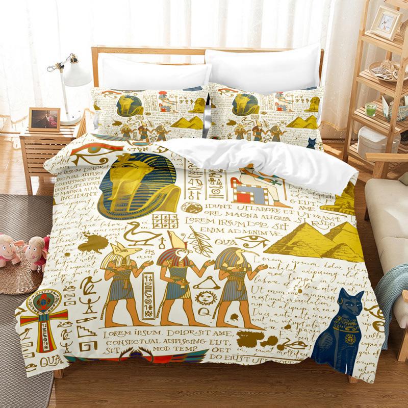 Egyptian Printing Series Bedding 3D Digital Printing Three-Piece Set