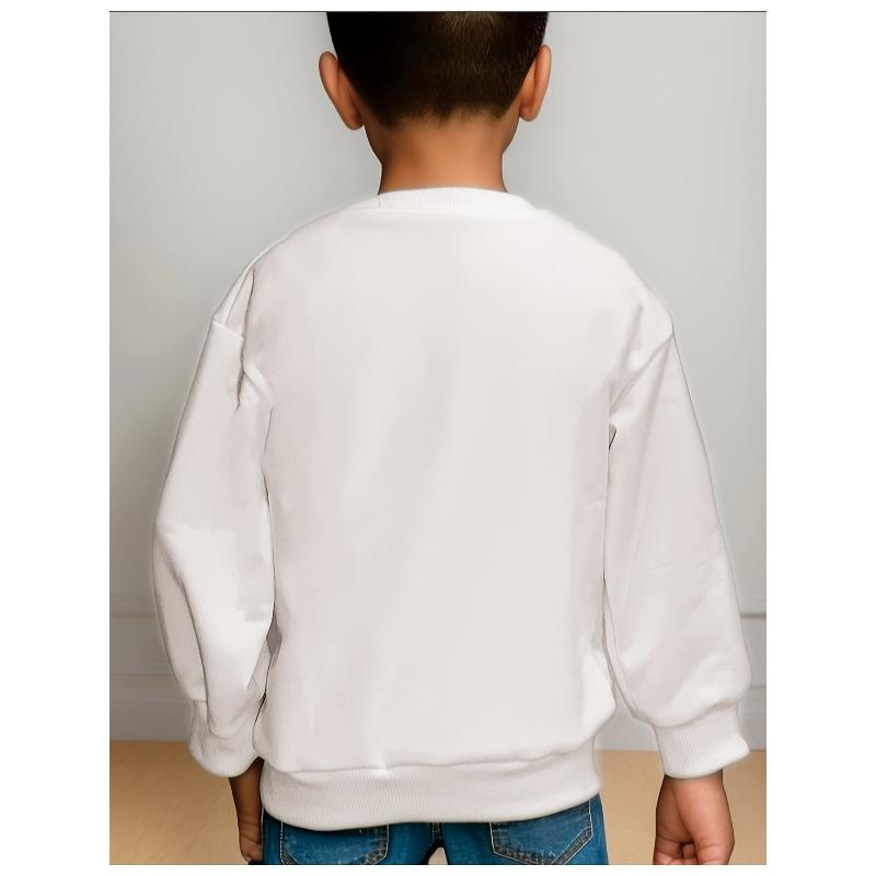 Boys' Halloween Boo Cat Casual Pullover Warm Sweatshirt for Outdoor and Everyday, Fun Designs, Comfortable Simple Autumn Winter