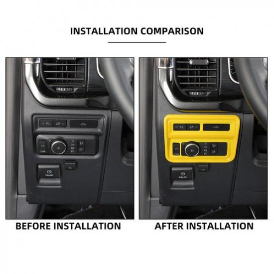 Car Headlight Switch Control Frame Cover For Ford F-150 -2024 Bright Yellow