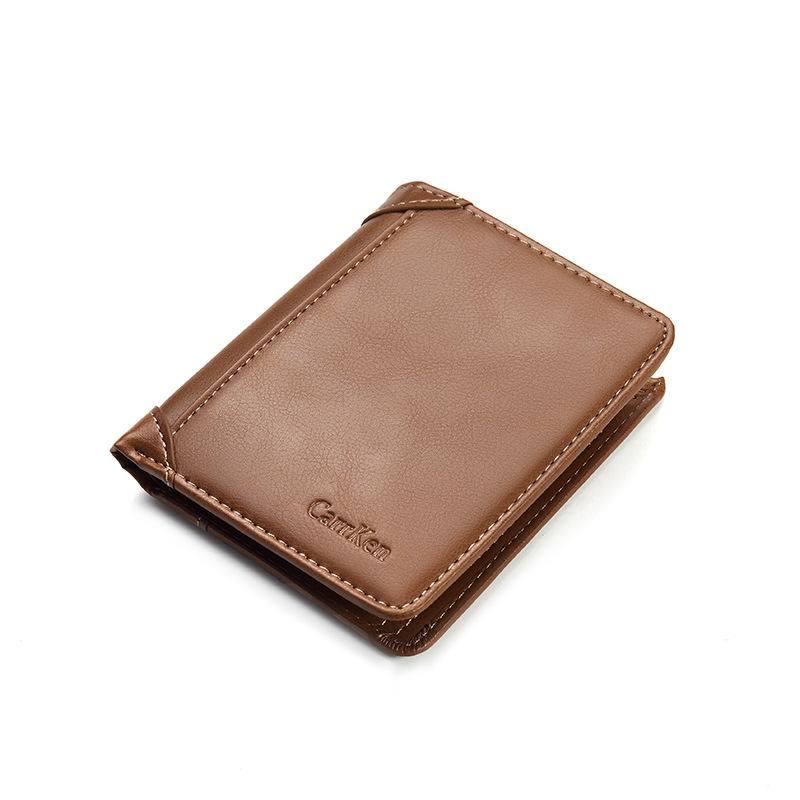 

Мужской короткий кошелек в стиле ретро, ​​кожаный кошелек для монет, многофункциональный кошелек 11.7x9.5x2.8cm