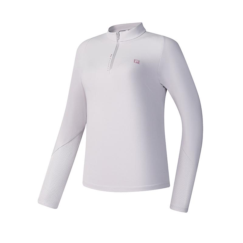 Fila Fitted Stand Collar Half-Zip Knit Long Sleeve T-Shirt Women Tops Light-Purple A11W511202FPU