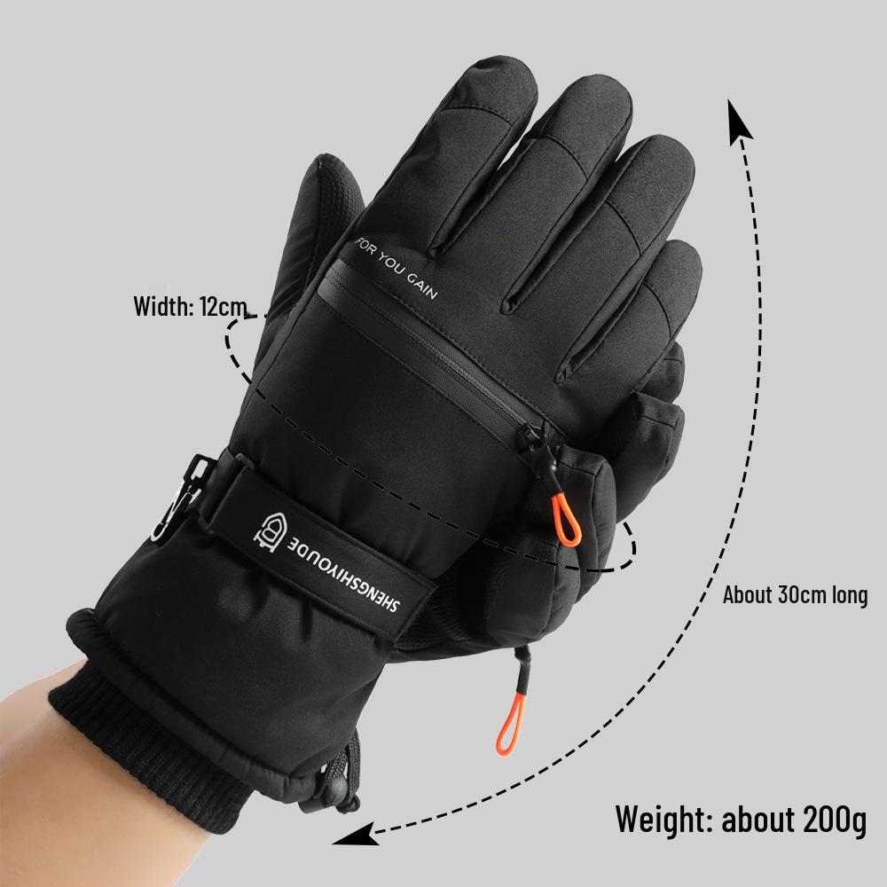 Ski Gloves: Unisex Winter Fleece-Lined, Windproof, Touchscreen, Water-Repellent, Thickened Cycling Cold-Proof